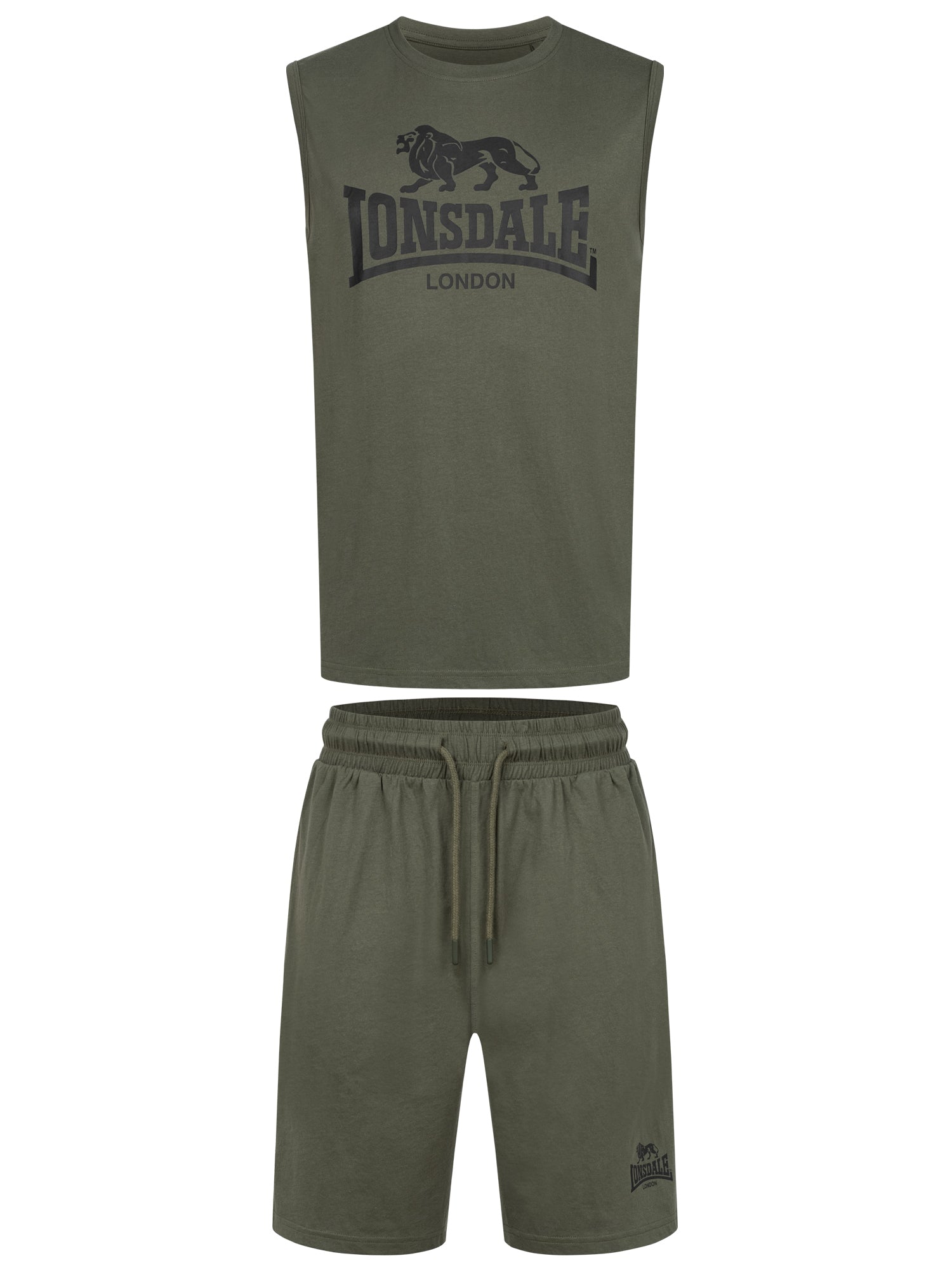 Lonsdale 117434 Allanton Kurzer Trainingsanzug Schwarz Olive