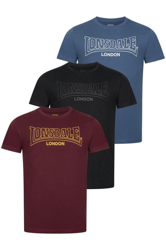 Lonsdale 117435 Beanley Dreierpack T-Shirt - Schwarz/Navy/Oxblood