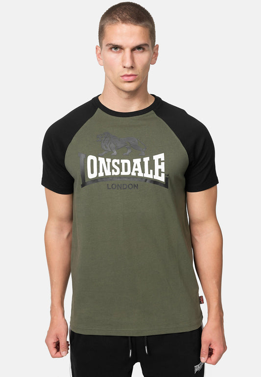 Lonsdale Herren T-Shirt oliv/schwarz mit Logo und Union Jack