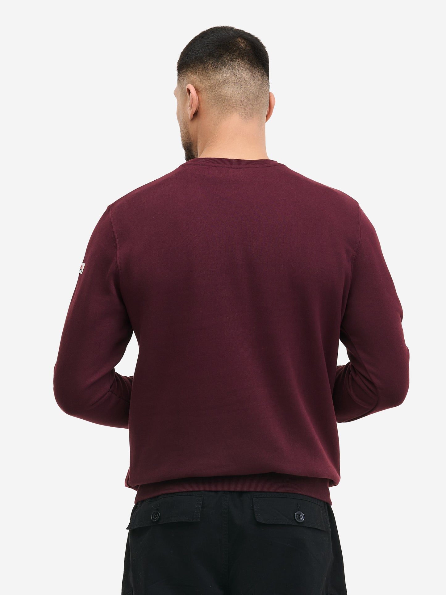 Lonsdale Herren Sweatshirt oxblood reguläre Passform mit gestickter Brustapplikation Rundhals und Logo am Ärmel