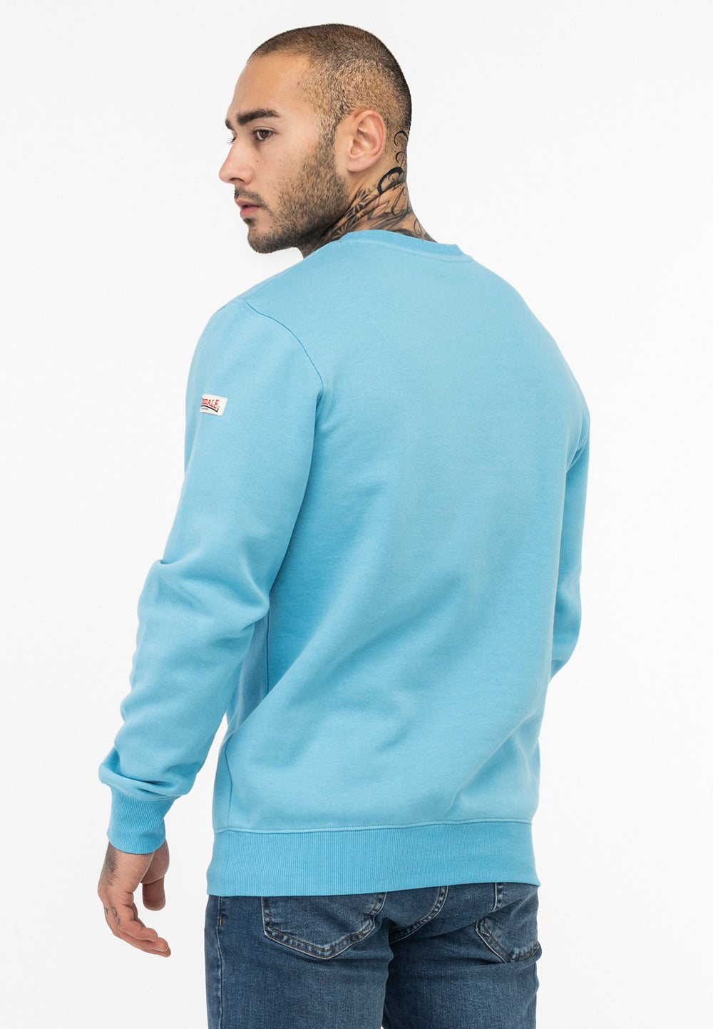 Lonsdale Herren Sweatshirt blau reguläre Passform mit gestickter Brustapplikation Rundhals und Logo am Ärmel