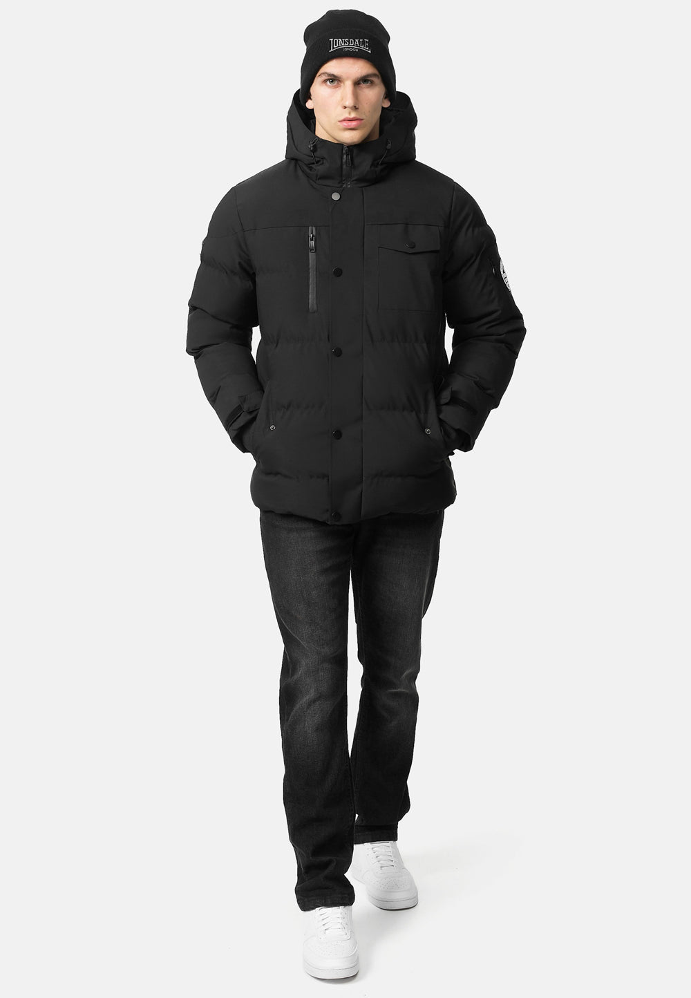 Lonsdale 117497 Maillag Kapuzenwinterjacke Schwarz