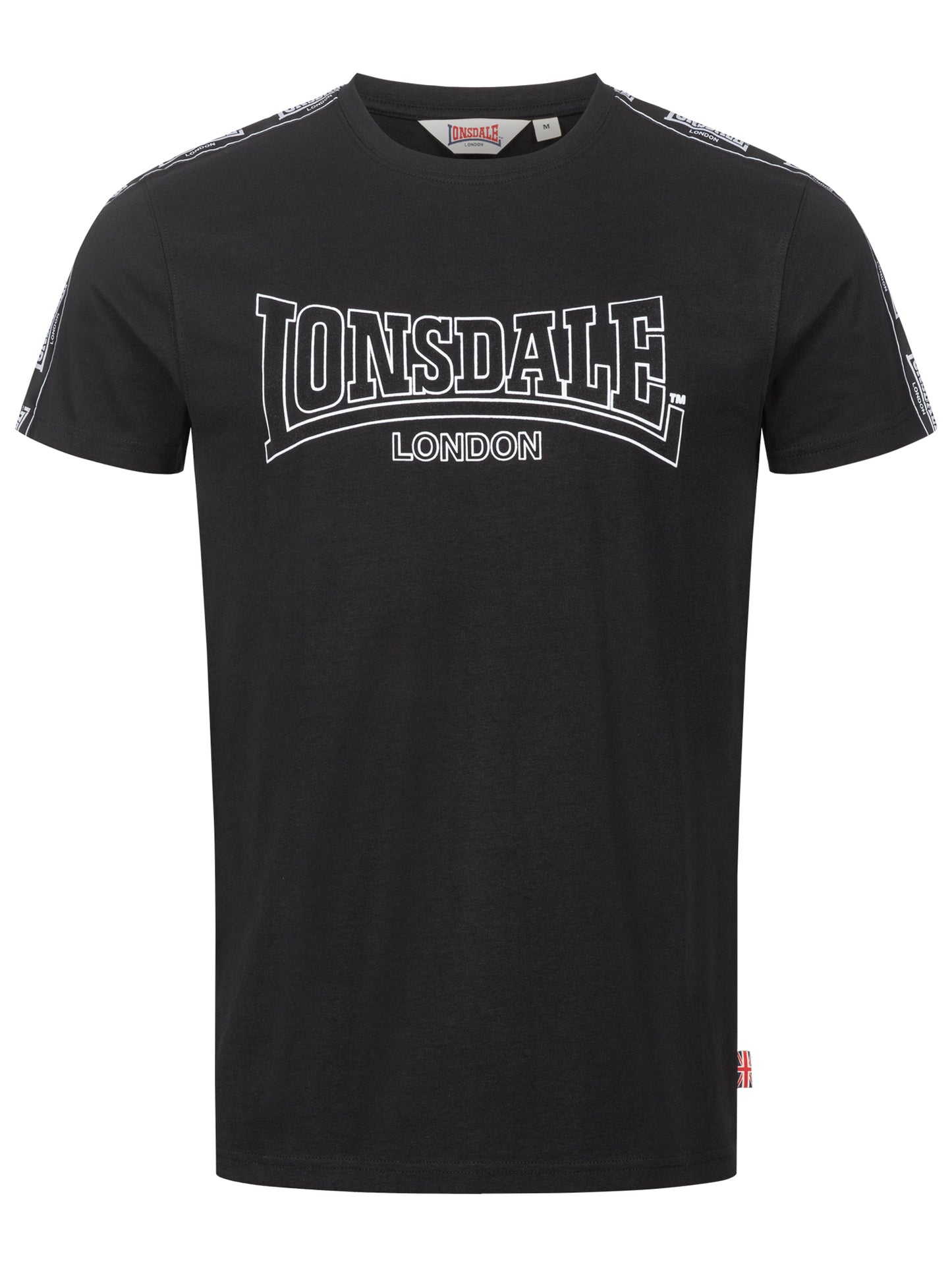 Lonsdale T-Shirt mit Rundhalsausschnitt in klassischem Design; aufgenähte Logo-Streifen verlaufen von den Schultern über beide Ärmel
