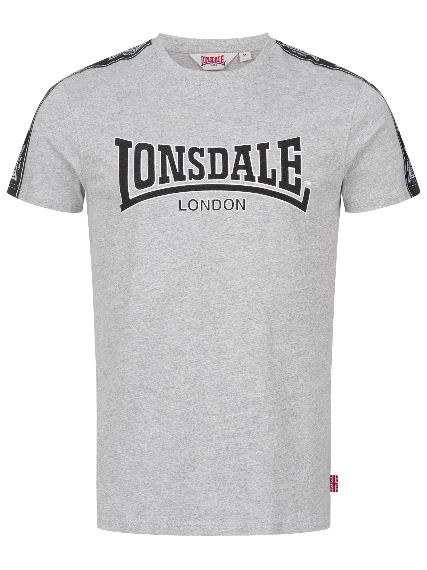 Lonsdale T-Shirt mit Rundhalsausschnitt in klassischem Design; aufgenähte Logo-Streifen verlaufen von den Schultern über beide Ärmel