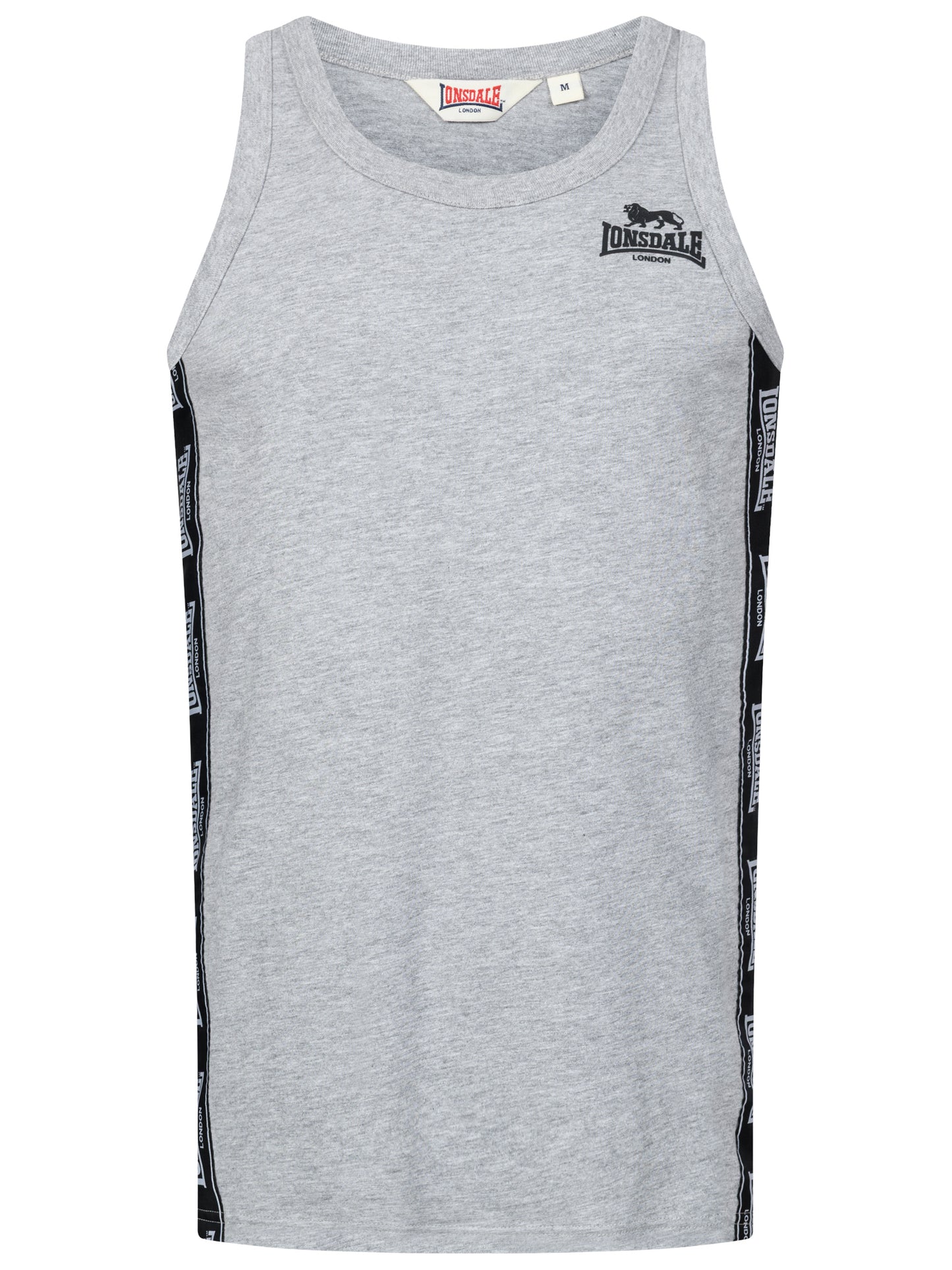 Lonsdale-Singlet mit elastischem Hals- und Armausschnitt, Zierbändern an den Seiten und kleinem Logo auf der Brust