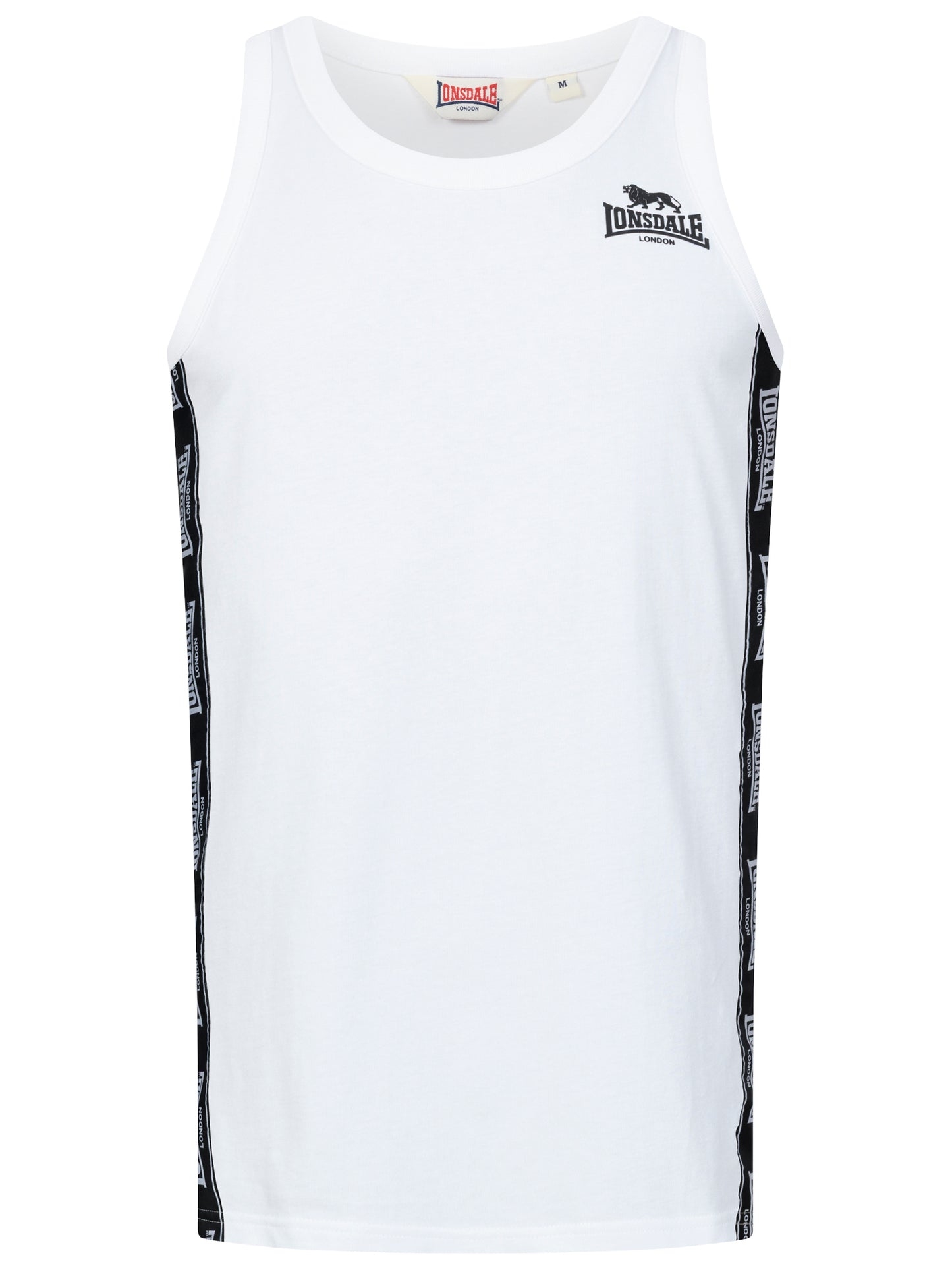 Lonsdale-Singlet mit elastischem Hals- und Armausschnitt, Zierbändern an den Seiten und kleinem Logo auf der Brust