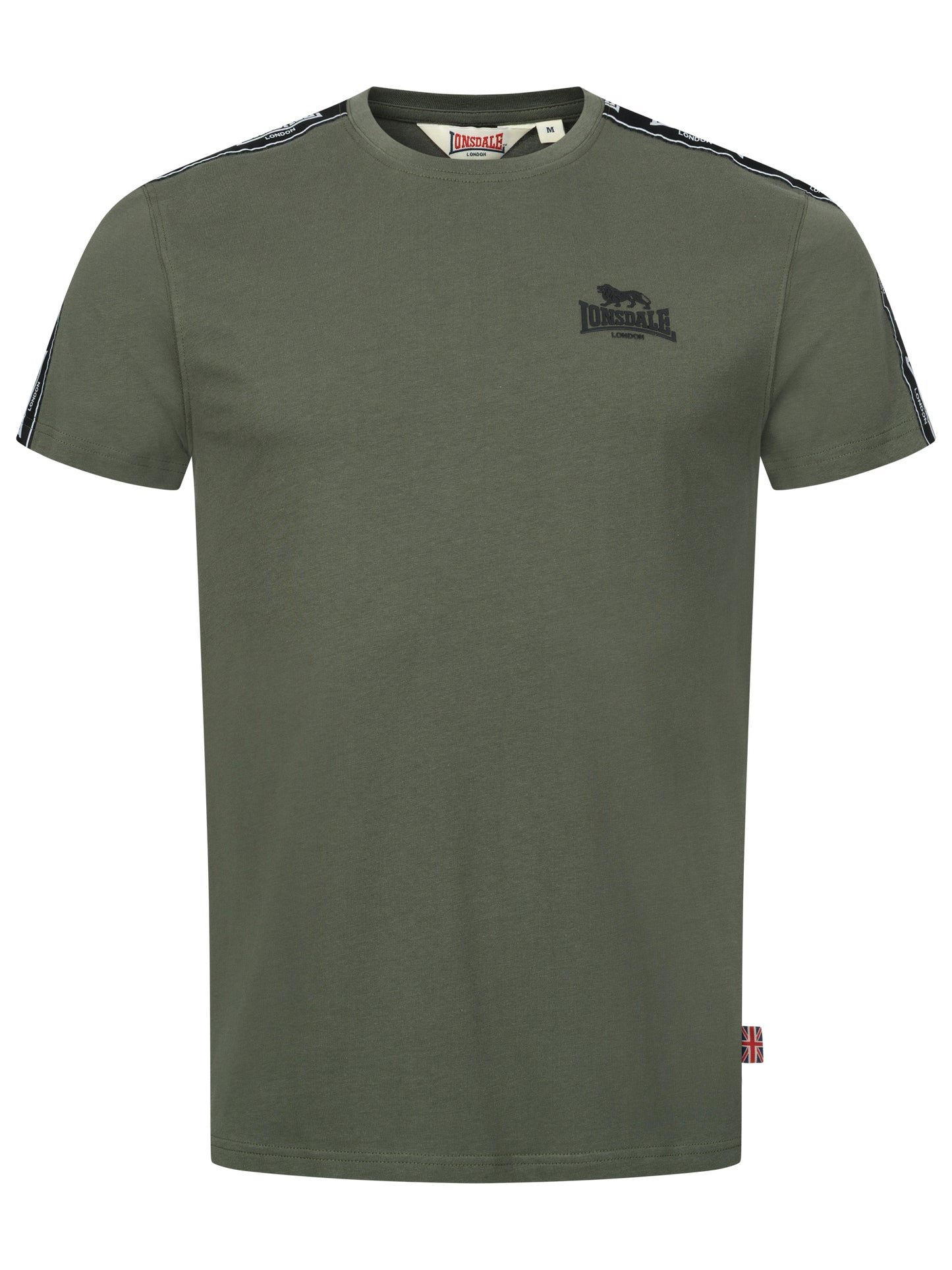 Lonsdale T-Shirt mit Rundhalsausschnitt, schmalen Zierbändern von den Schultern über die Ärmel und kleinem Logo-Druck auf der Brust