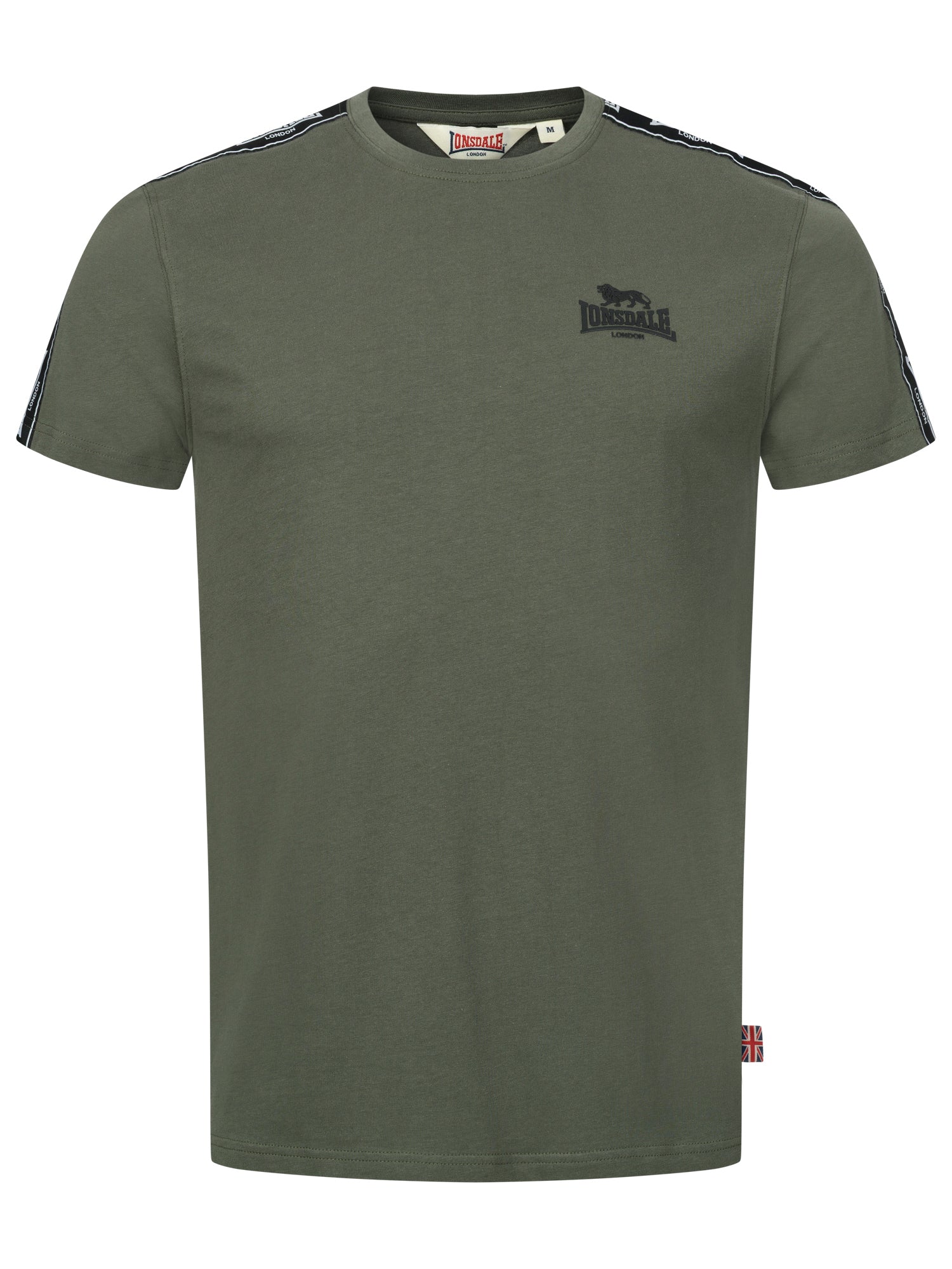 Lonsdale T-Shirt mit Rundhalsausschnitt, schmalen Zierbändern von den Schultern über die Ärmel und kleinem Logo-Druck auf der Brust