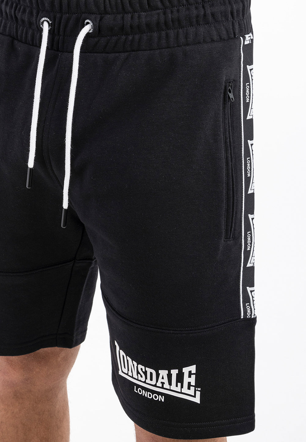 Lonsdale Herren Shorts schwarz normale Passform mit Logo-Bändchen, Print