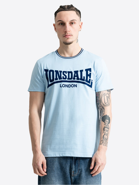 Lonsdale Herren T-Shirt Blau mit grossem Logo-Flockdruck