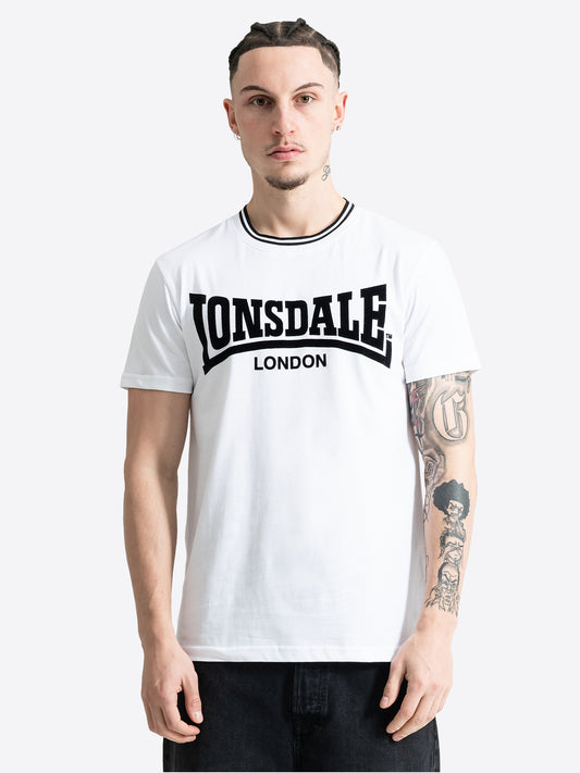 Lonsdale Herren T-Shirt Weiss mit grossem Logo-Flockdruck
