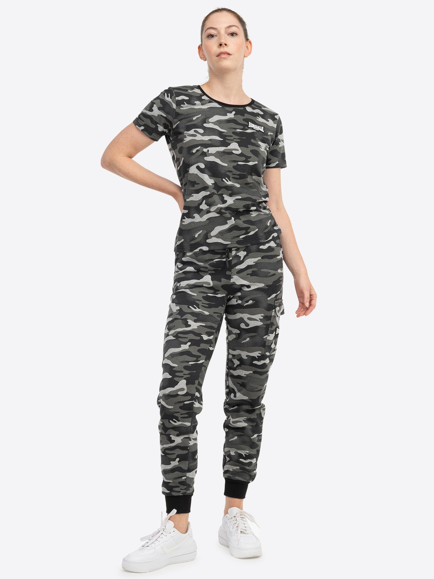 Lonsdale London 117639 Ladies Margill T-Shirt Camo Grau