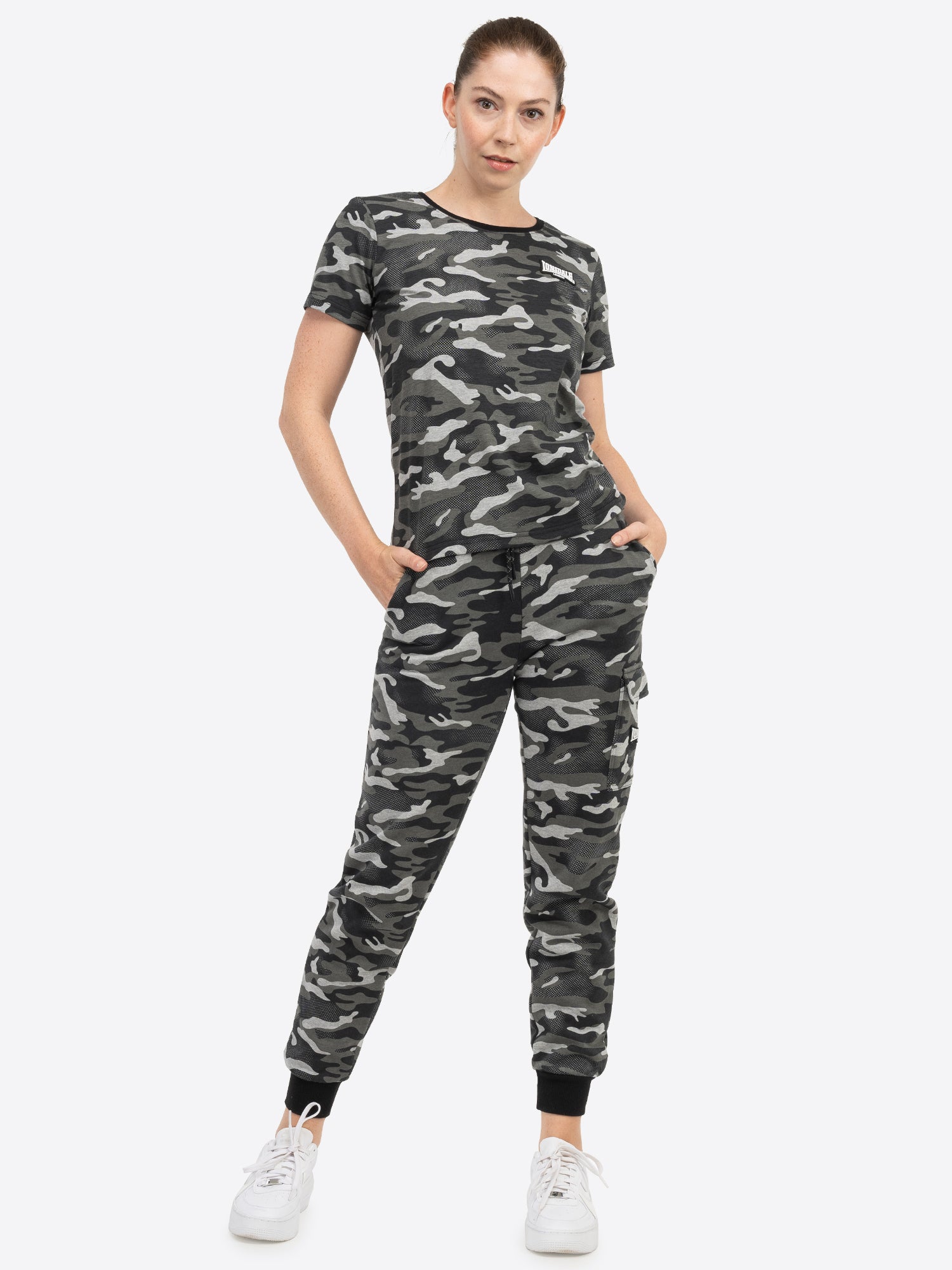 Lonsdale London 117639 Ladies Margill T-Shirt Camo Grau