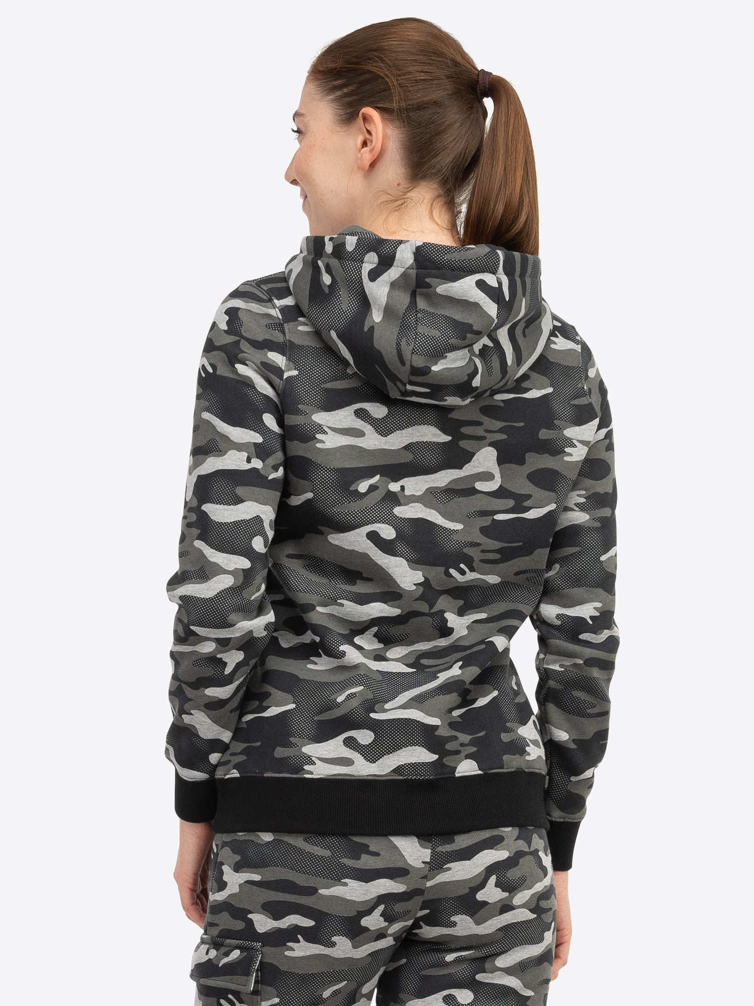 Lonsdale London 117640 Ladies Clough Kapuzenpullover Camo Grau