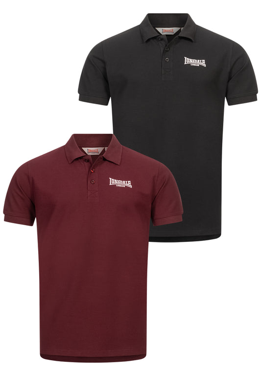 Lonsdale 117652 Lingholem Doppelpack Poloshirt - Schwarz/Oxblood
