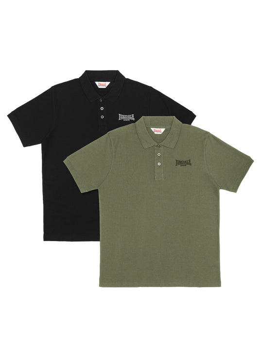Lonsdale Herren Poloshirt Doppelpack in Schwarz und Olive