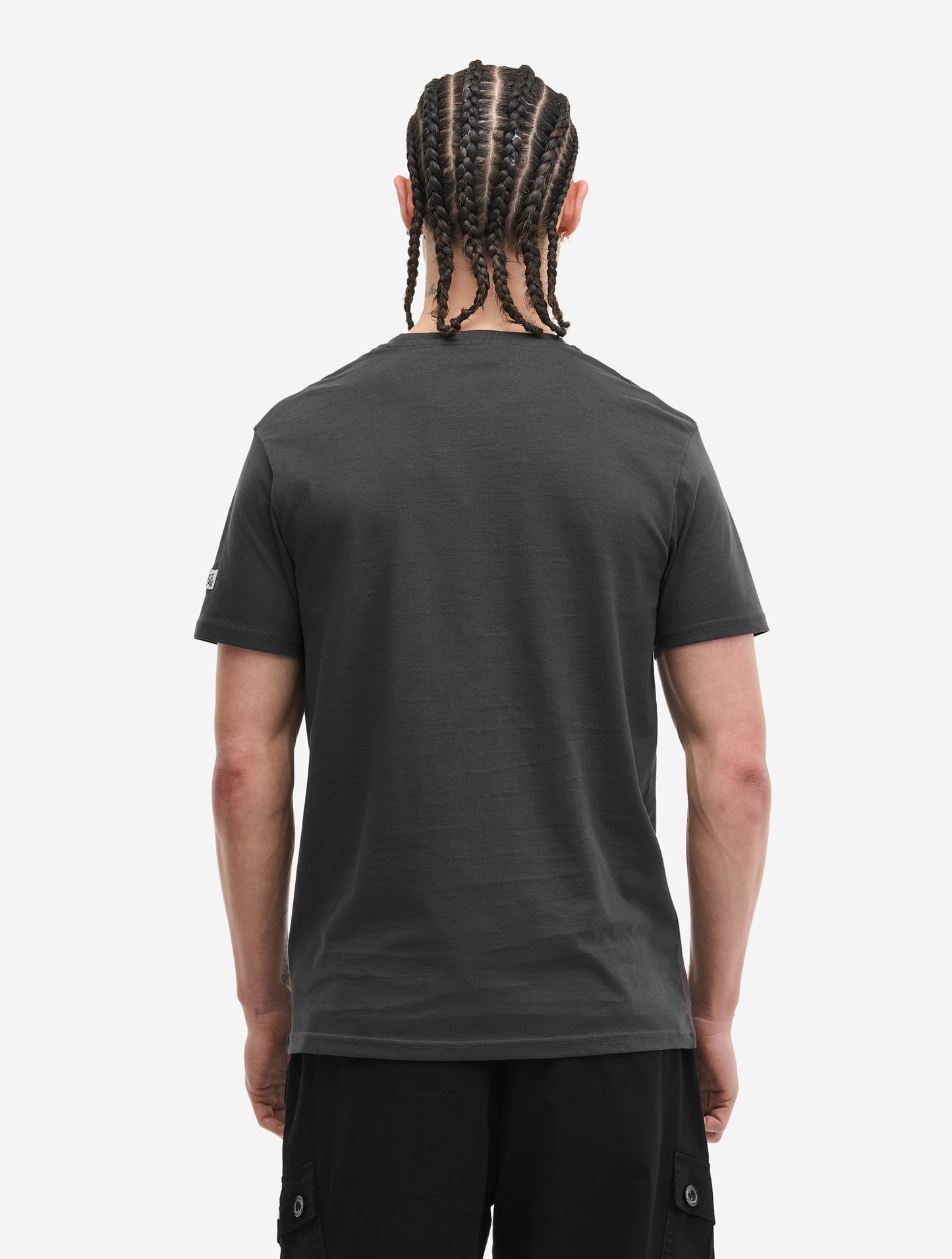Lonsdale Lion Two Tone Herren T-Shirt Anthracite, normale Passform, mit zweifarbigem Brust-Logo und Ärmel-Label.
