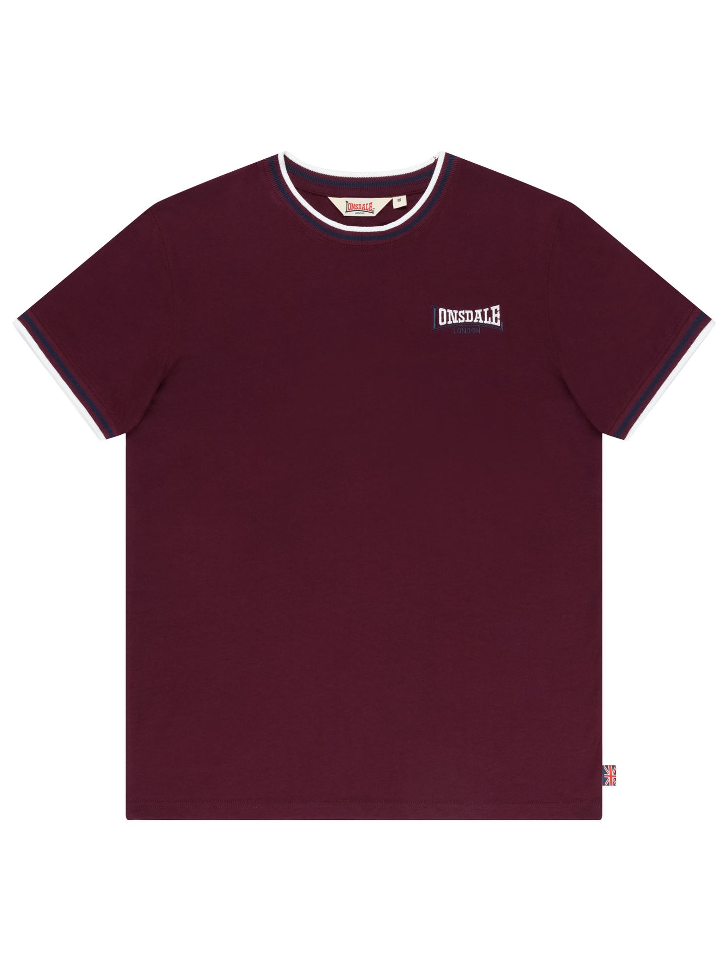 Weinrotes Lonsdale Herren T-Shirt im Slim-Fit-Schnitt mit Logo-Stickerei.