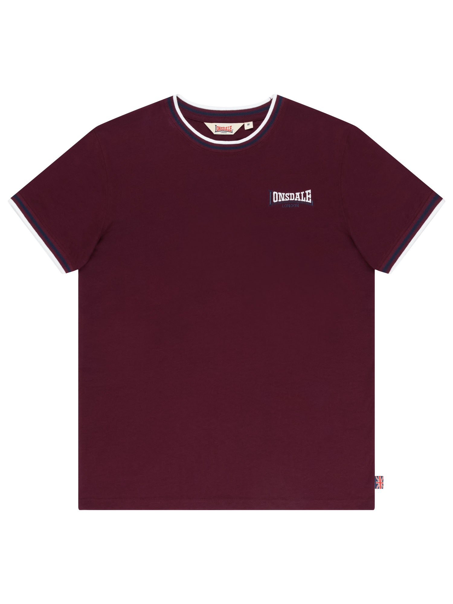 Weinrotes Lonsdale Herren T-Shirt im Slim-Fit-Schnitt mit Logo-Stickerei.