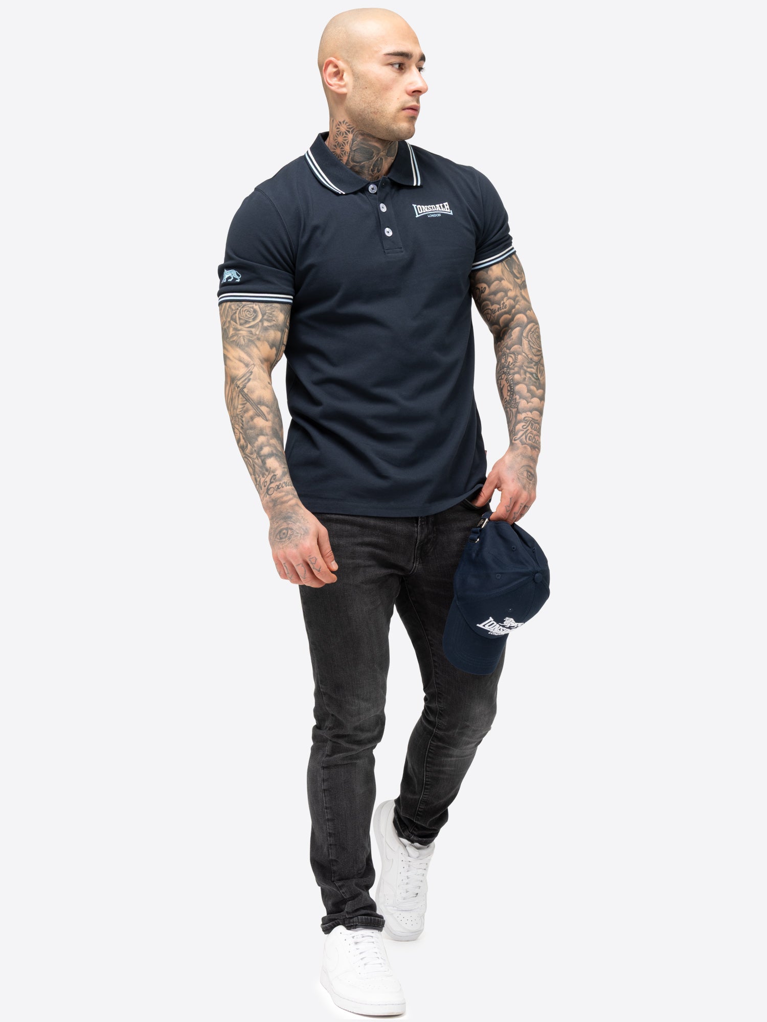 Lonsdale Herren Poloshirt Navy normale Passform mit Bruststickerei