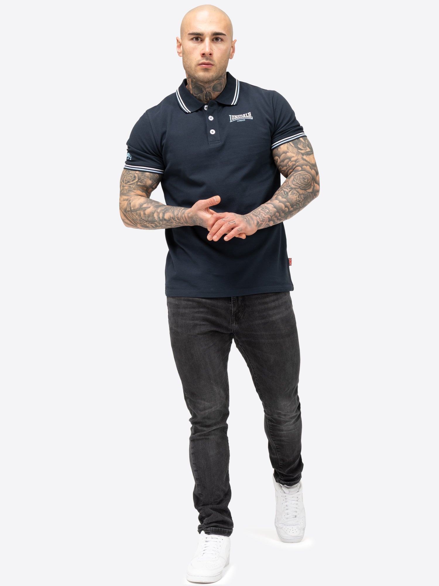 Lonsdale Herren Poloshirt Navy normale Passform mit Bruststickerei