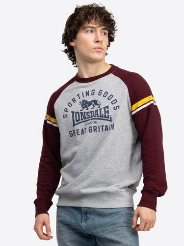 Lonsdale 117692 Bregis Sweatshirt Marl Grey / Oxblood