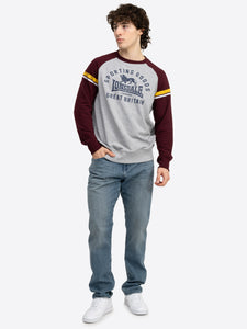 Lonsdale 117692 Bregis Sweatshirt Marl Grey / Oxblood