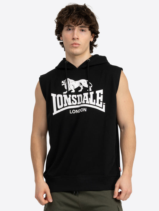 Lonsdale 117700 Bignor Aermelloses Kapuzen T-Shirt Schwarz