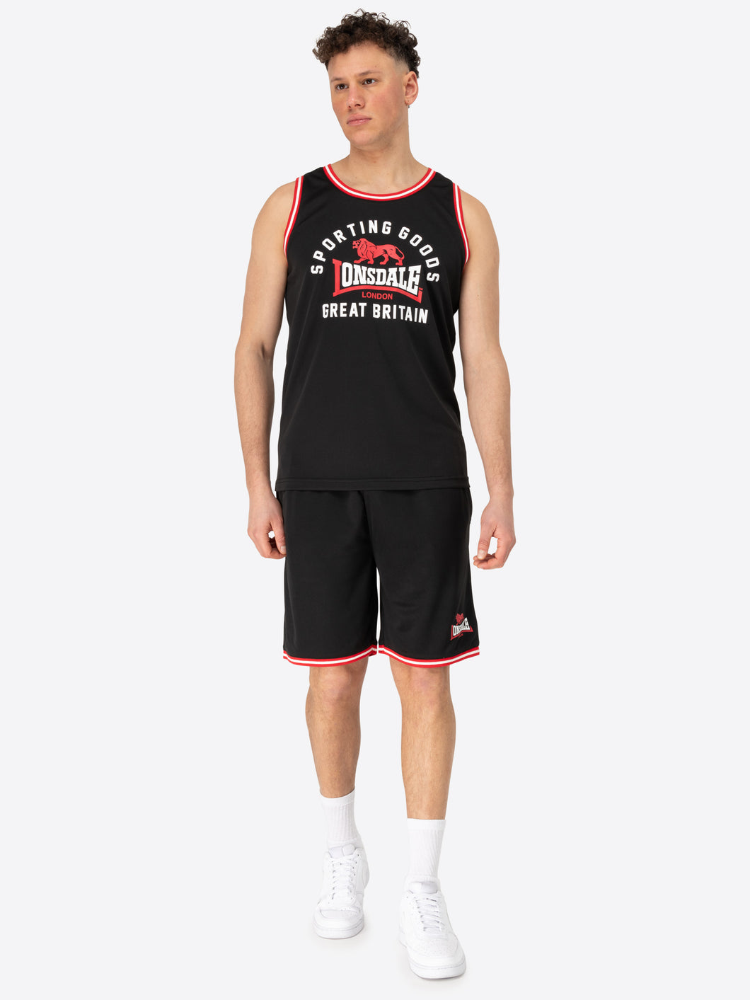 Lonsdale 117710 Pewsey Singlet & Shorts Set Schwarz