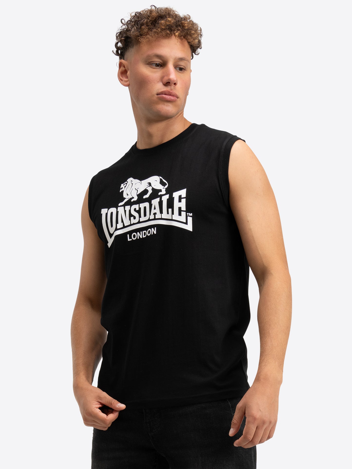 Lonsdale Herren Tanktop 2er-Pack Schwarz Weiss, Baumwolle, normale Passform.