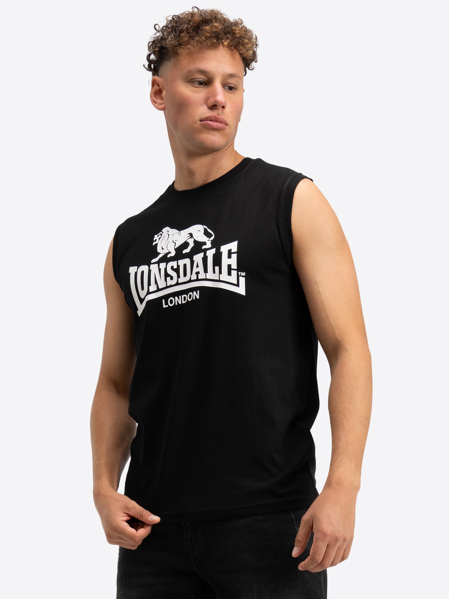 Lonsdale Herren Tanktop 2er-Pack Schwarz Weiss, Baumwolle, normale Passform.