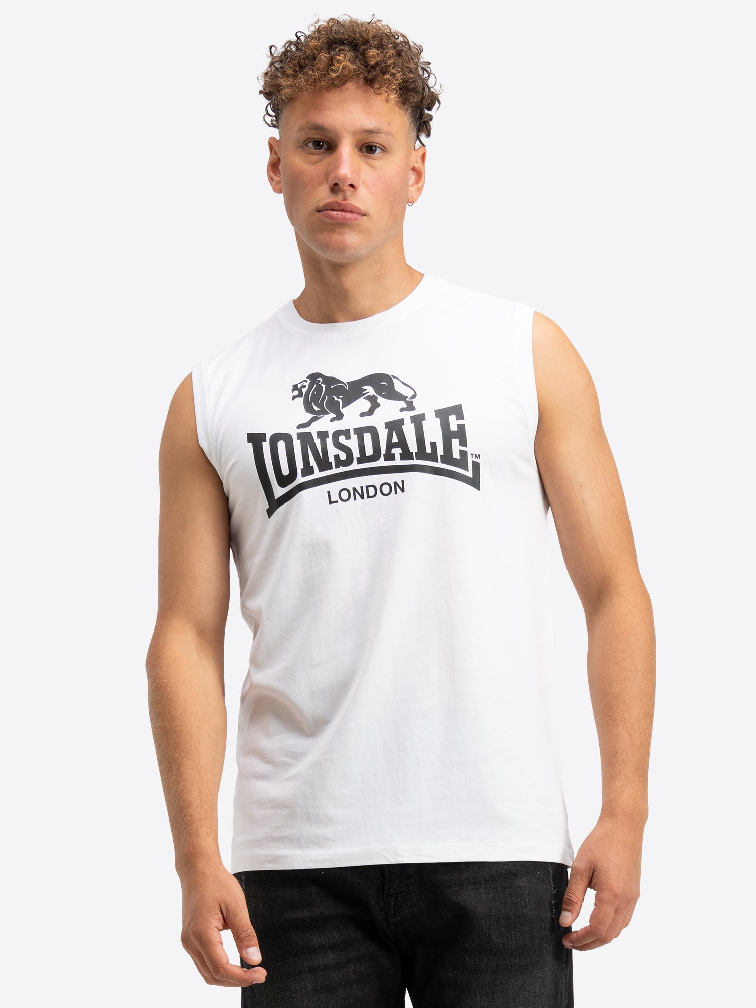 Lonsdale Herren Tanktop 2er-Pack Schwarz Weiss, Baumwolle, normale Passform.