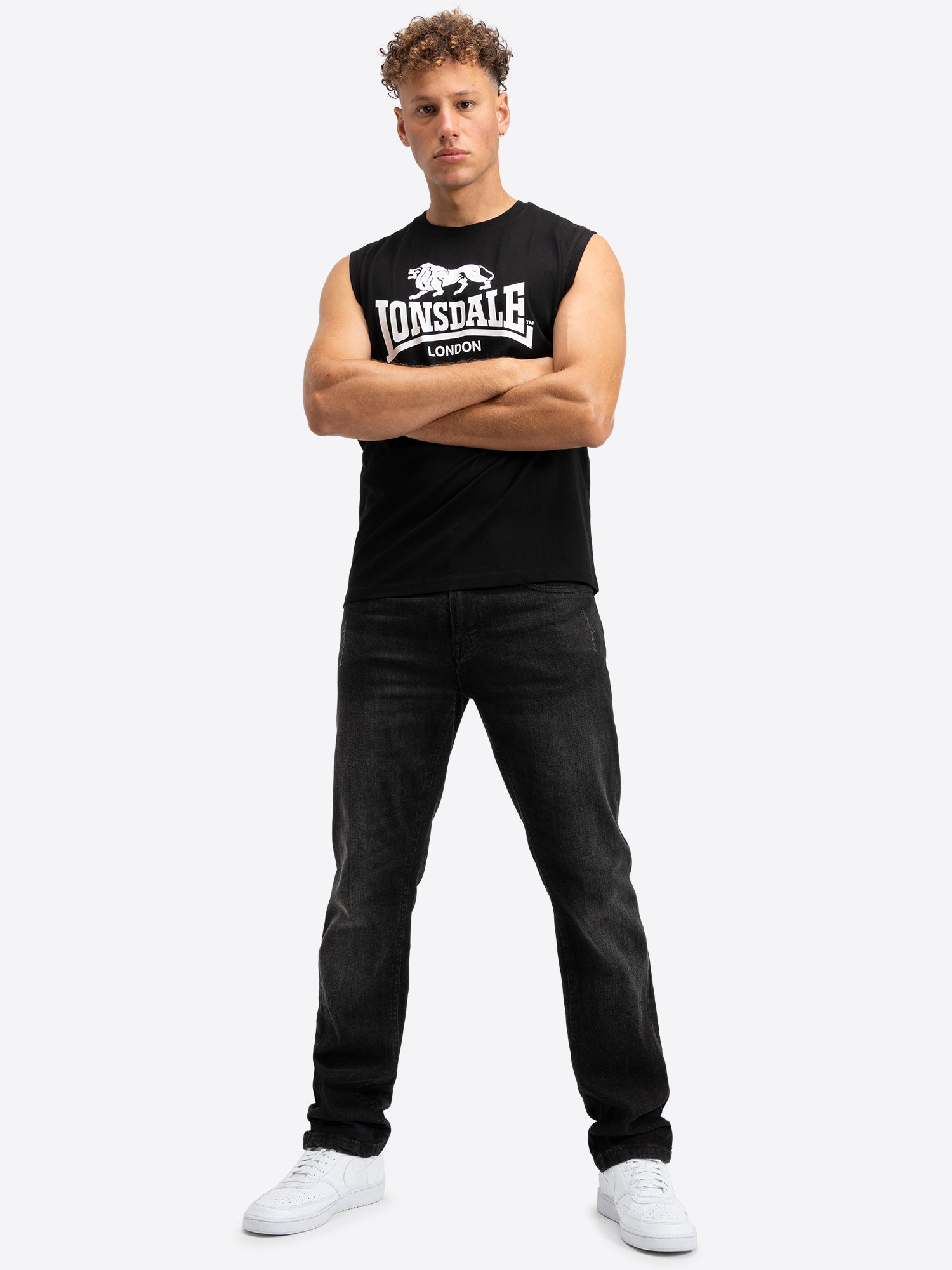 Lonsdale Herren Tanktop 2er-Pack Schwarz Weiss, Baumwolle, normale Passform.
