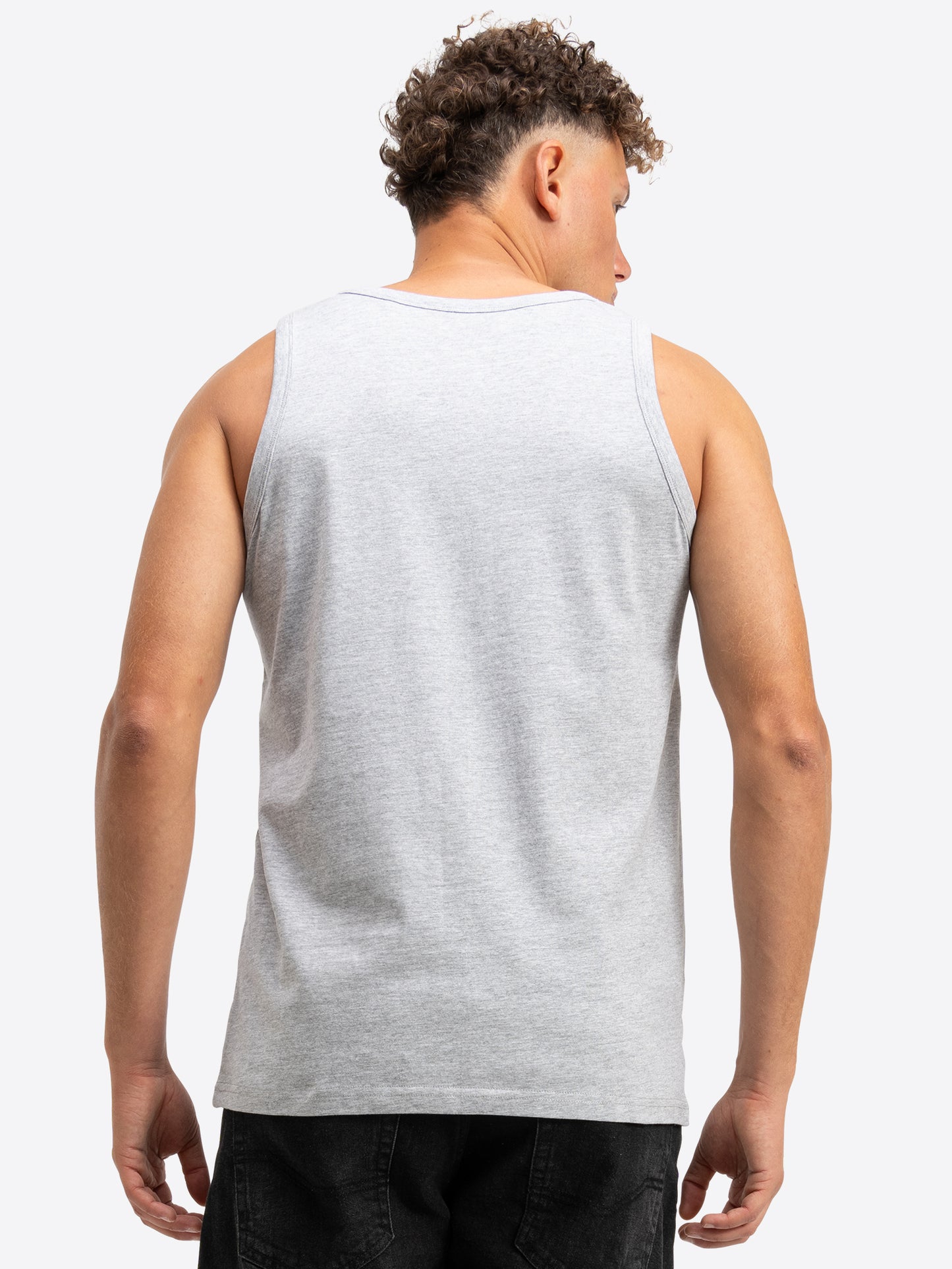 Lonsdale Herren Singlet in Grau meliert Rückenansicht – Teil des praktischen 2er-Packs mit Logo-Print.
