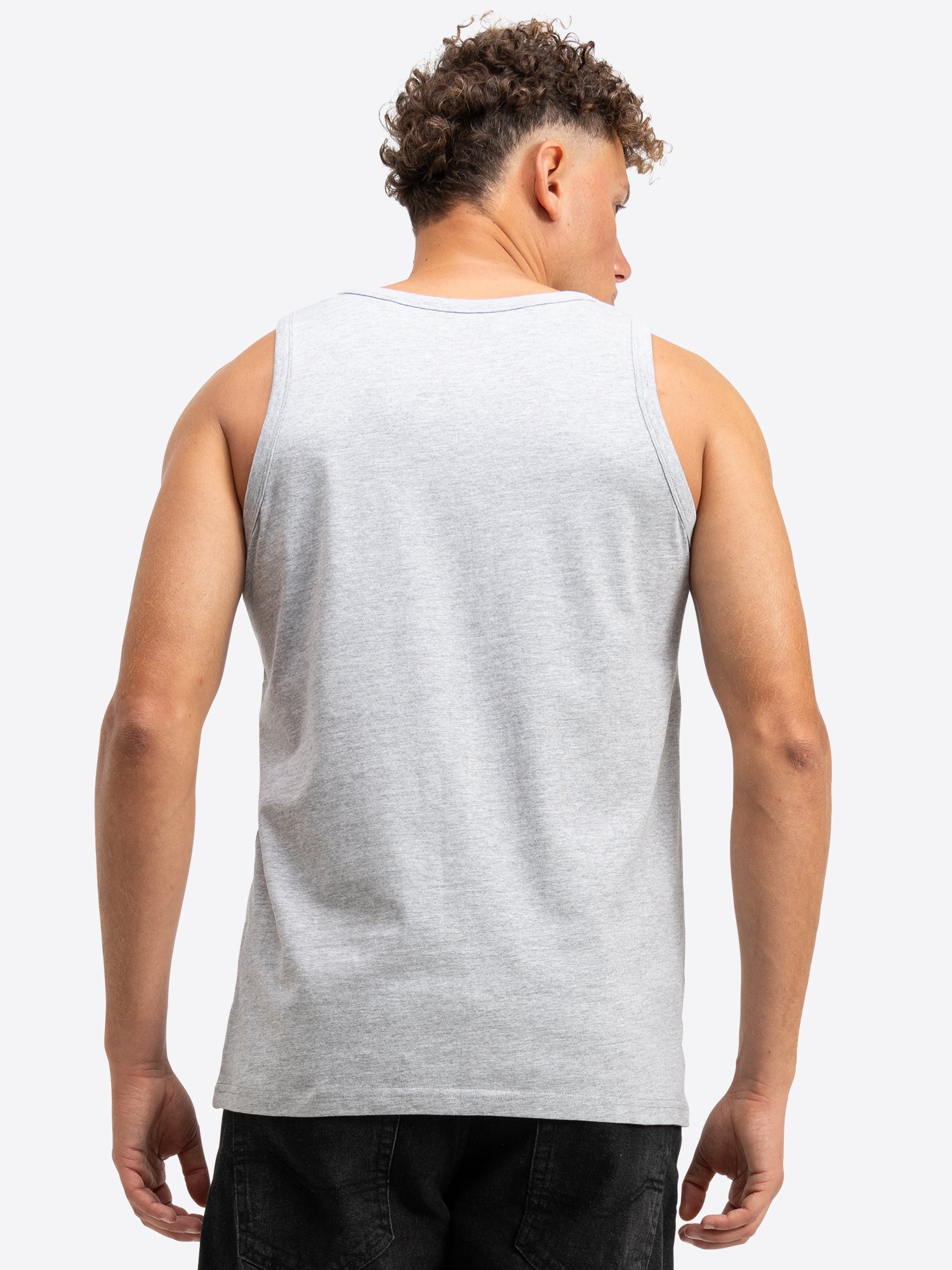 Lonsdale Herren Singlet in Grau meliert Rückenansicht – Teil des praktischen 2er-Packs mit Logo-Print.
