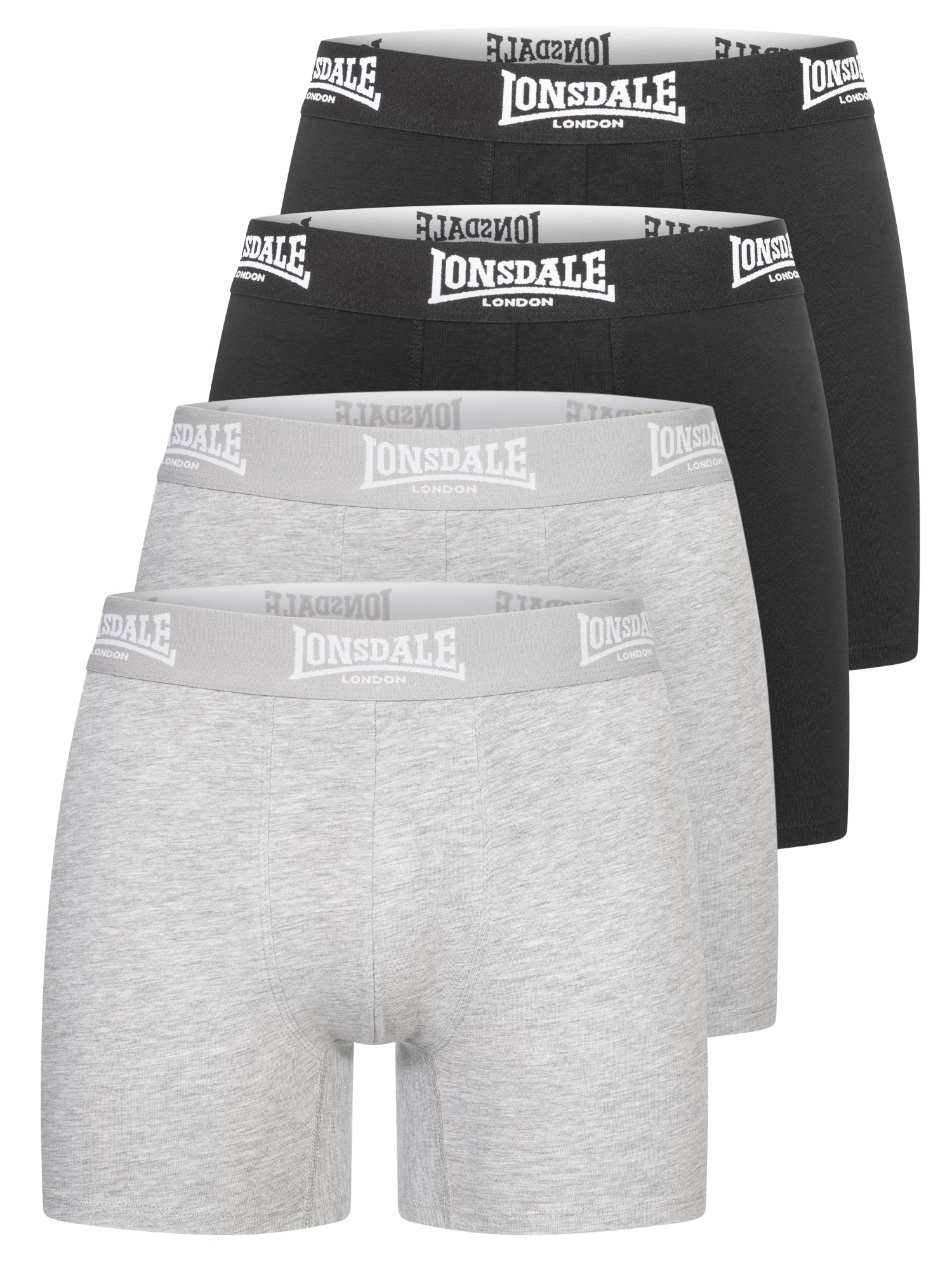 Lonsdale 117753 East Shallow Boxershorts 4er Pack Schwarz/Marl Grey
