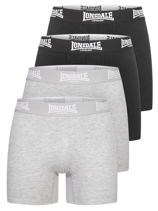 Lonsdale 117753 East Shallow Boxershorts 4er Pack Schwarz/Marl Grey