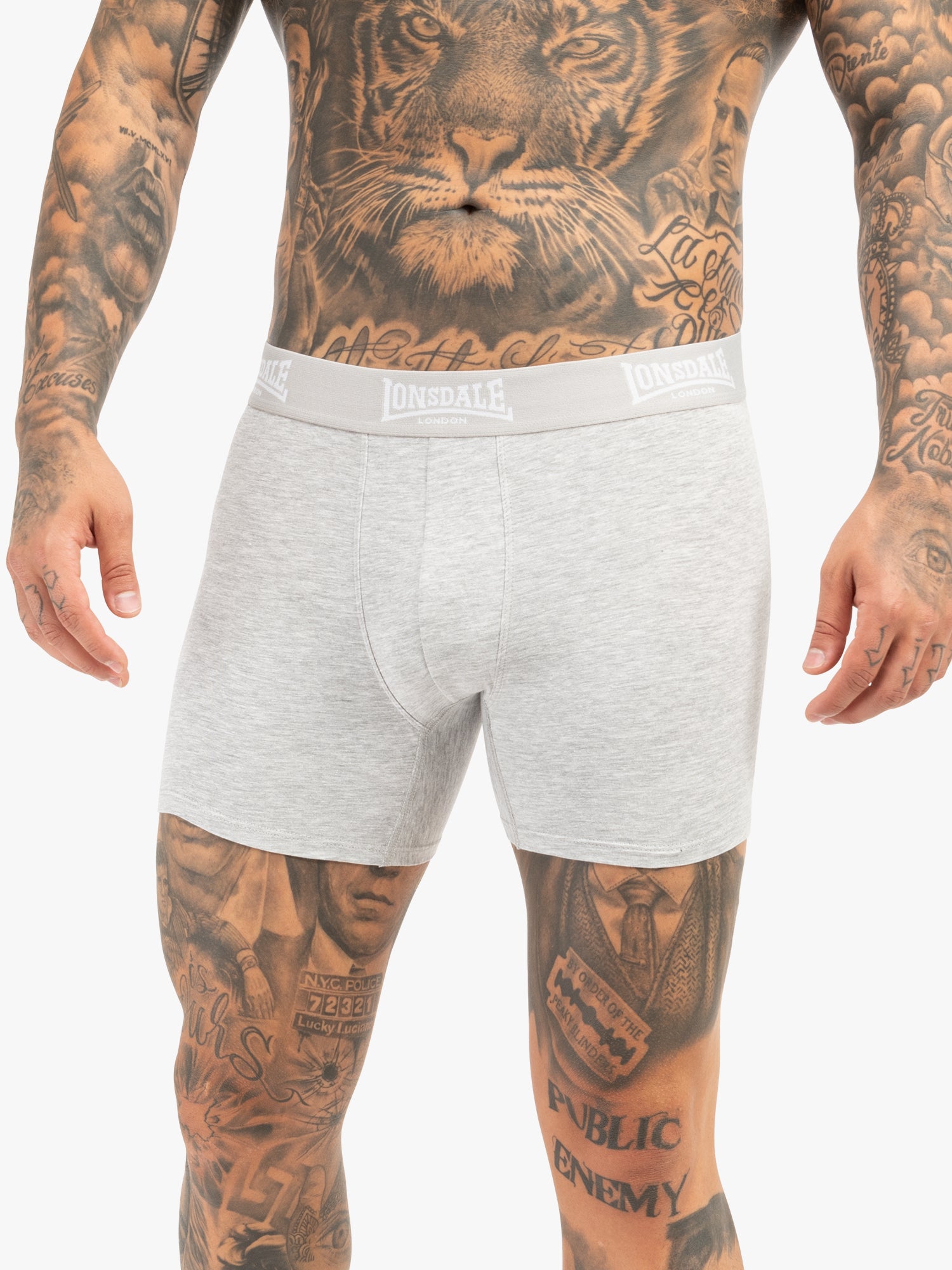 Lonsdale 117753 East Shallow Boxershorts 4er Pack Schwarz/Marl Grey
