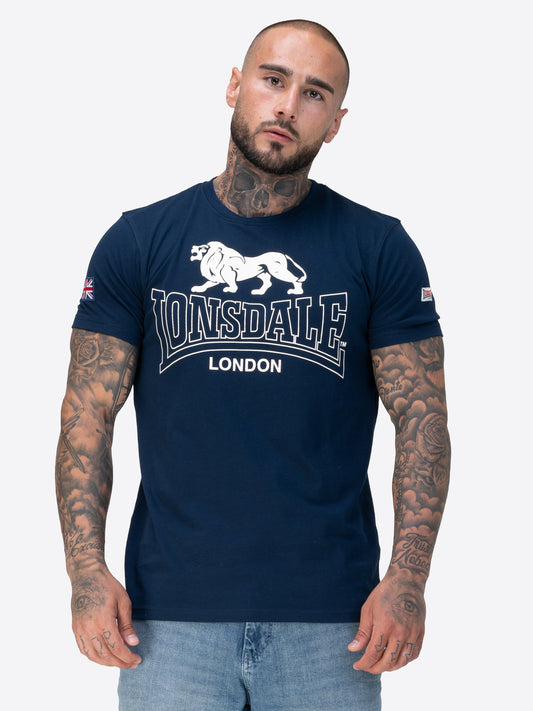 Lonsdale T-Shirt aus schwerem Jersey mit Logo-Print vorn und kleinen Ärmel-Details wie Union Jack