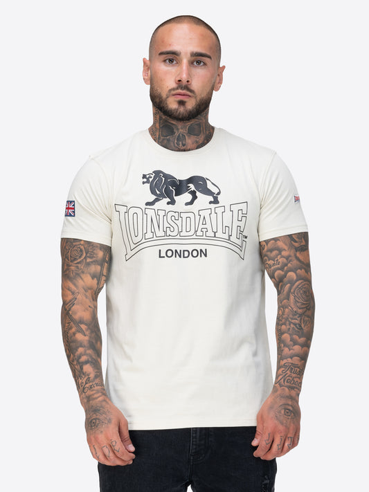 Lonsdale T-Shirt aus schwerem Jersey mit Logo-Print vorn und kleinen Ärmel-Details wie Union Jack