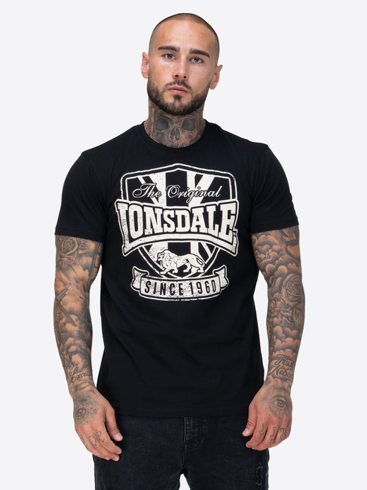 Lonsdale T-Shirt aus schwerem Jersey mit Logo-Print vorn und kleinen Ärmel-Details wie Union Jack