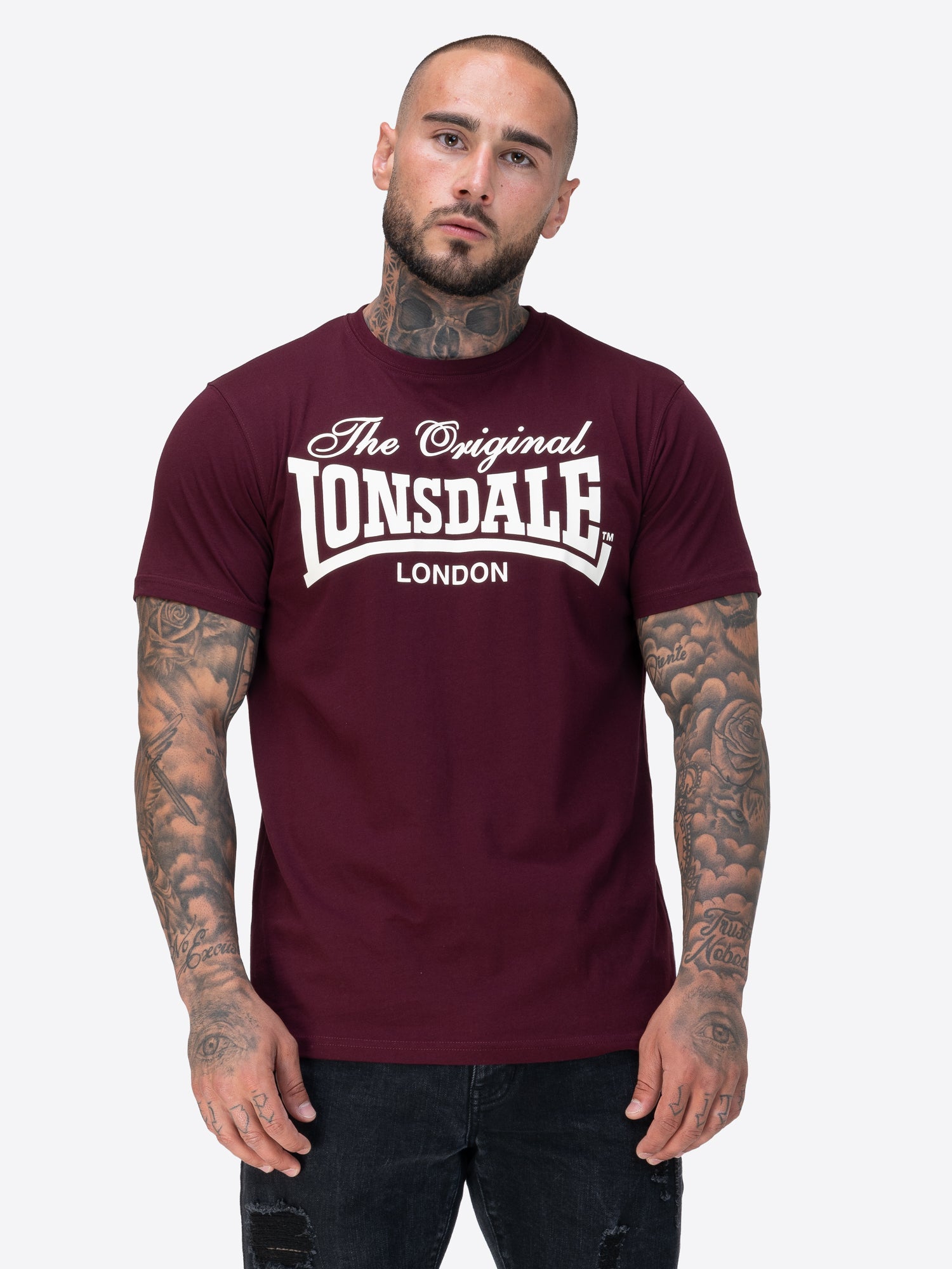 Lonsdale Herren T-Shirt Oxblood mit Logo