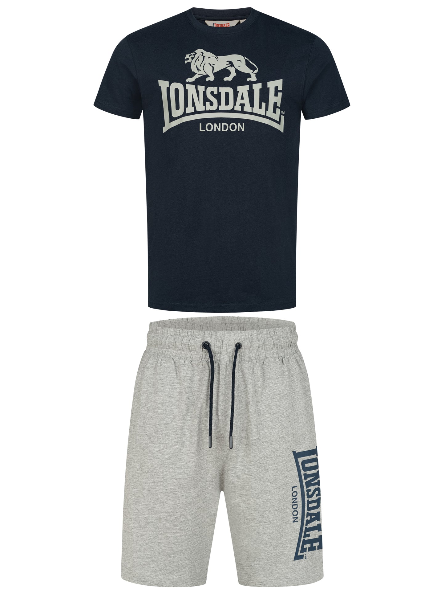 Lonsdale 117765 Mair T-Shirt & Shorts Set Dark Navy & Marl Grey