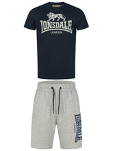 Laden Sie das Bild in den Galerie-Viewer, Lonsdale 117765 Mair T-Shirt &amp; Shorts Set Dark Navy &amp; Marl Grey
