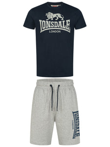 Lonsdale 117765 Mair T-Shirt & Shorts Set Dark Navy & Marl Grey
