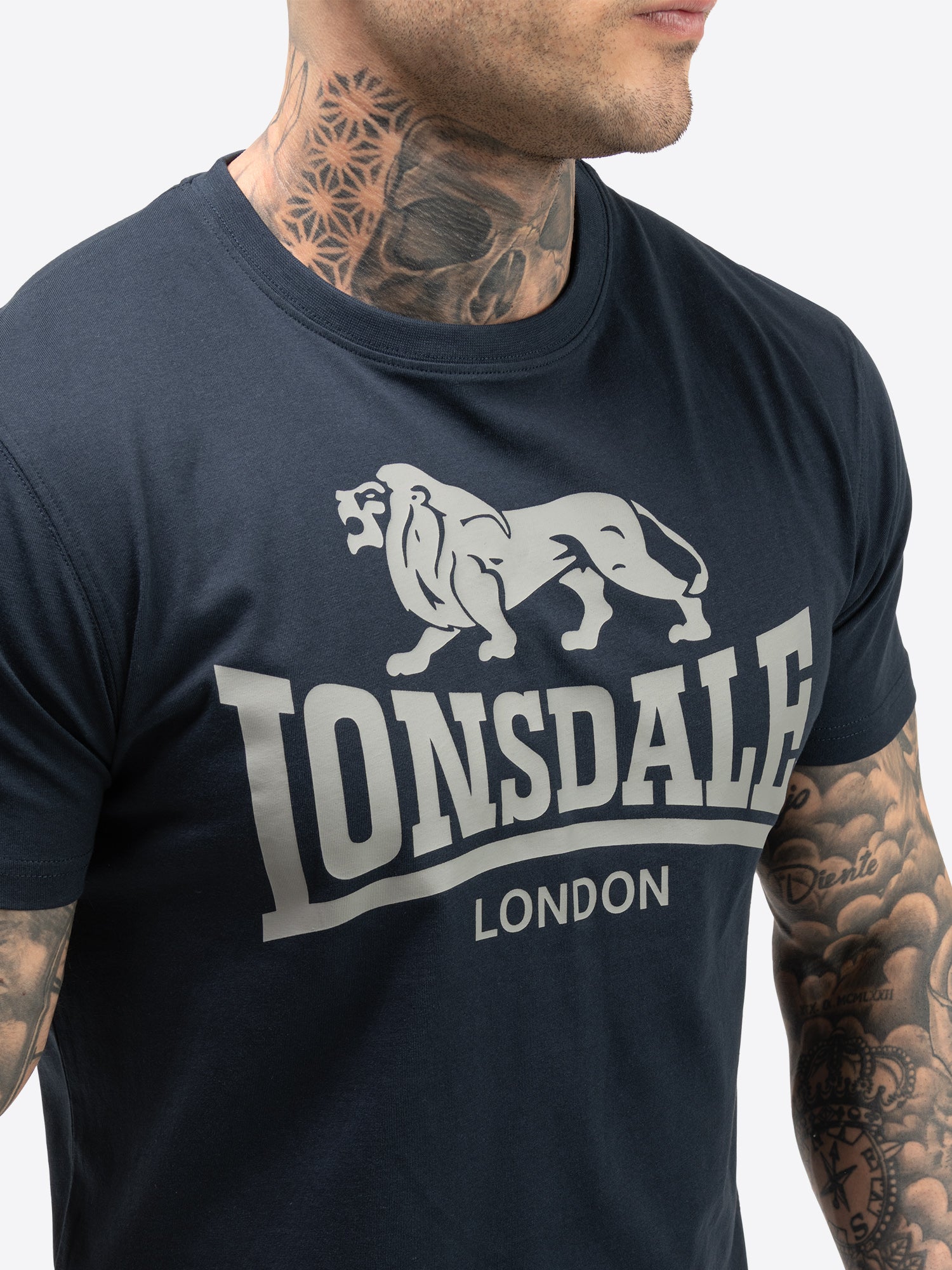 Lonsdale 117765 Mair T-Shirt & Shorts Set Dark Navy & Marl Grey