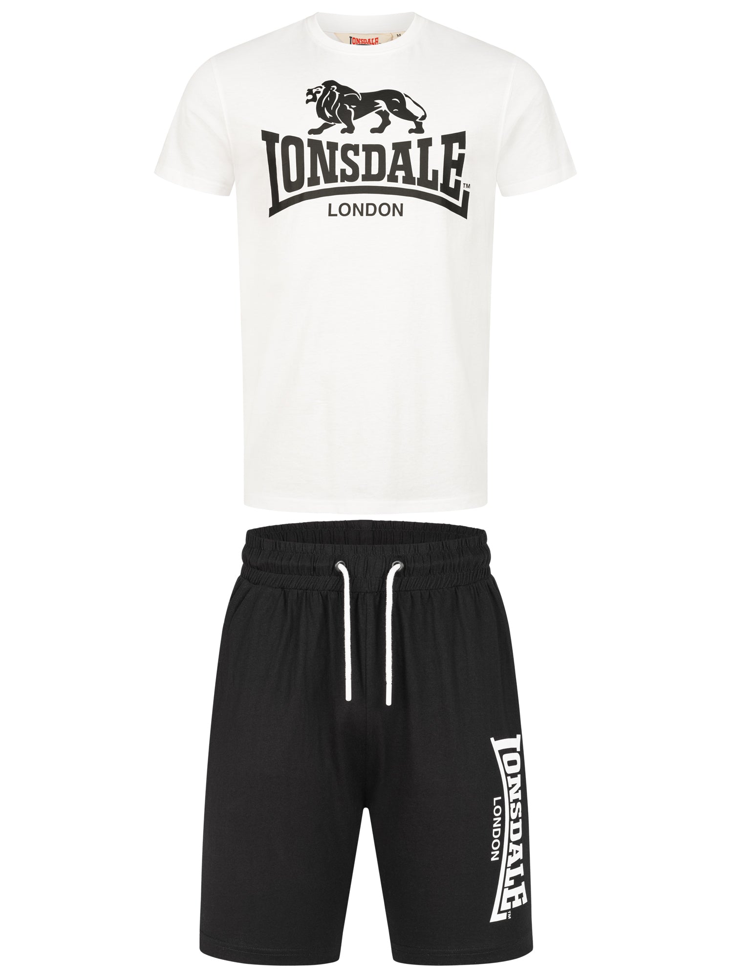 Lonsdale 117765 Mair T-Shirt & Shorts Set Weiss/Schwarz