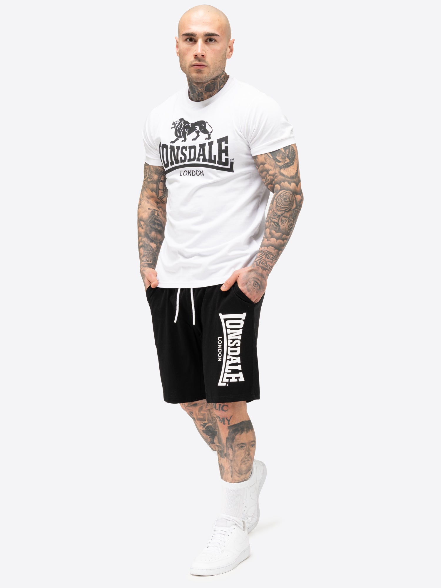 Lonsdale 117765 Mair T-Shirt & Shorts Set Weiss/Schwarz