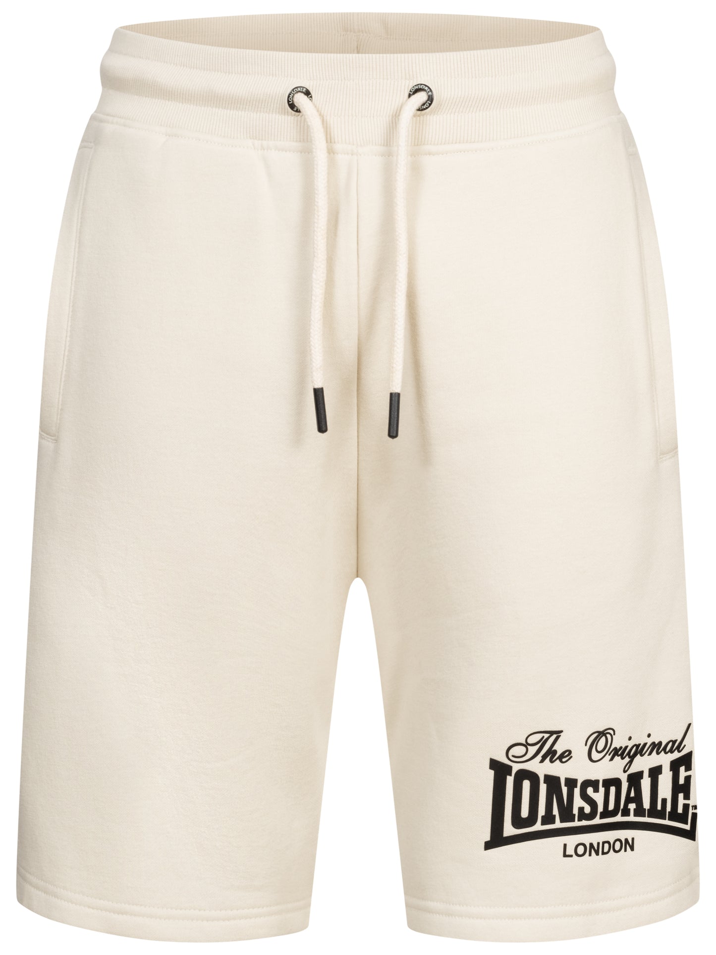 Lonsdale Shorts in Beige mit Beinprint und drei Taschen.