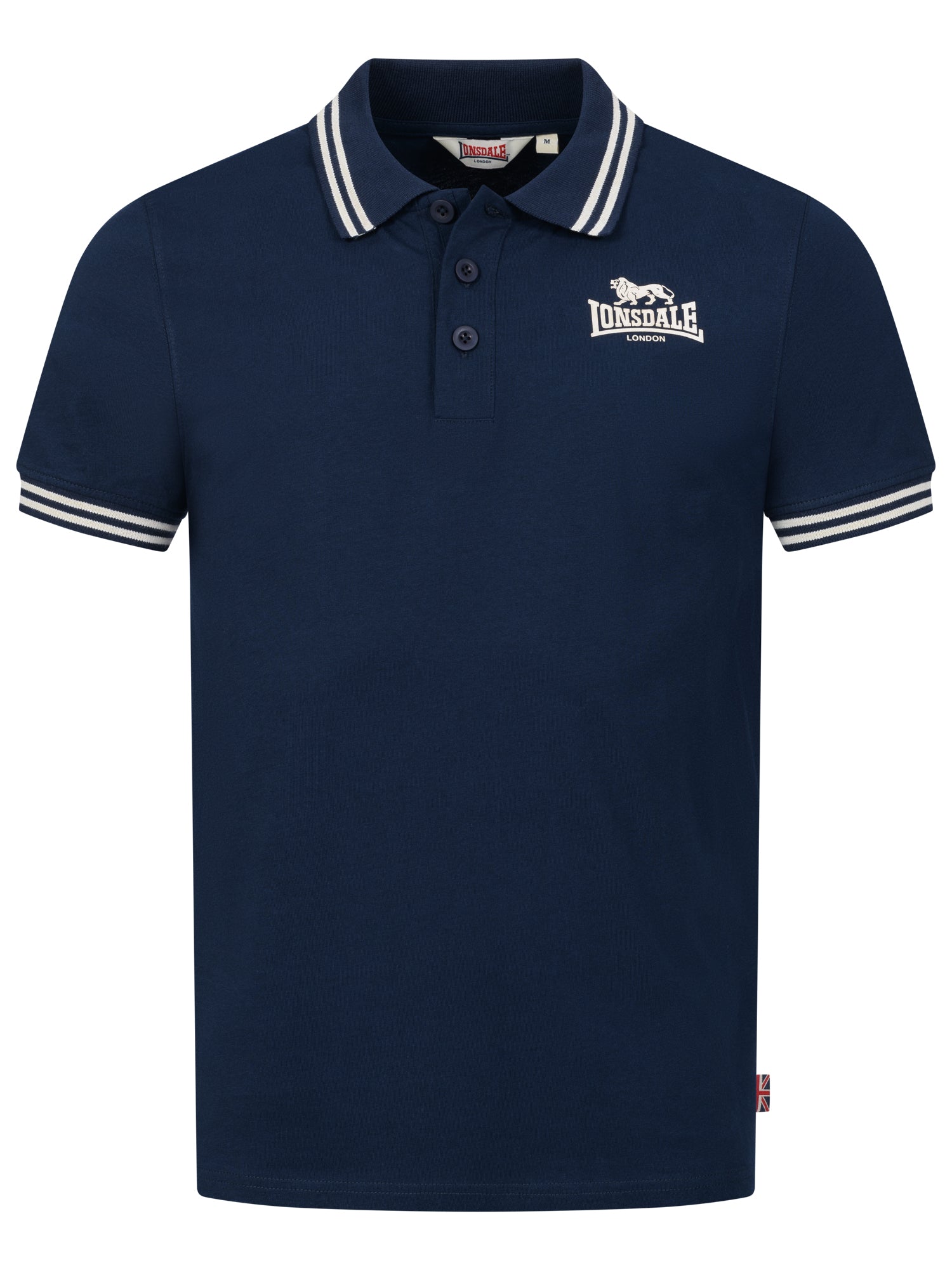 Lonsdale Poloshirt mit 3D-Gummi-Logo auf der linken Brust und gestreiften Bündchen an Ärmeln und Kragen